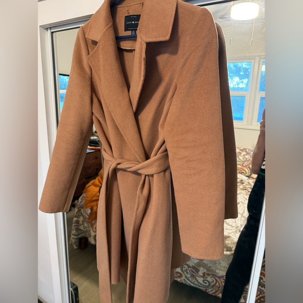 Lucky Brand tie-closure long coat